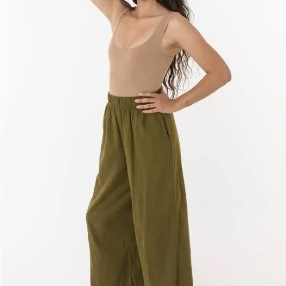 Los Angeles Apparel light Olive Cotton Wide Leg Pants